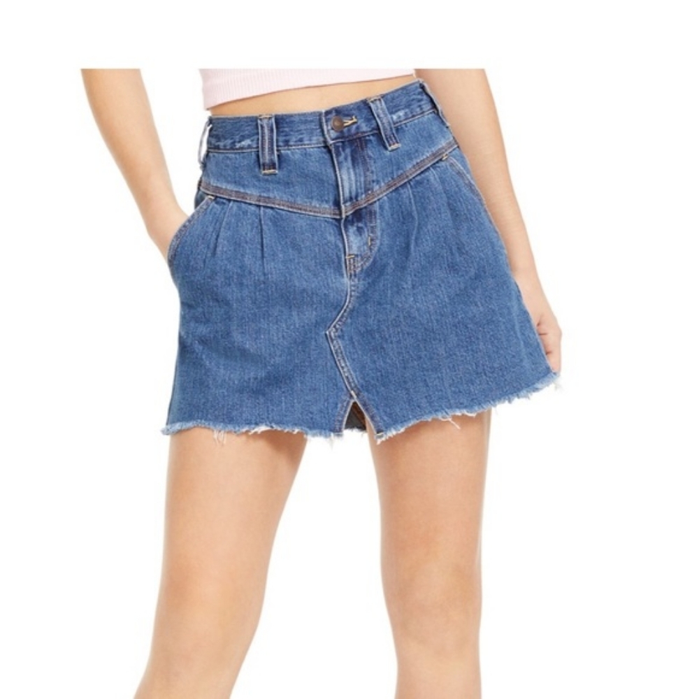 Free People Raw Hem Sidecar Mini Cotton.Skirt